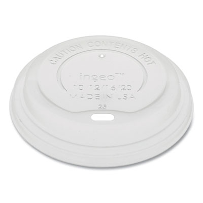 Pactiv Evergreen EarthChoice Hot Cup Lid, Fits 12 oz to 20 oz Hot Cups, Clear, 1,000/Carton (LCPLA16)