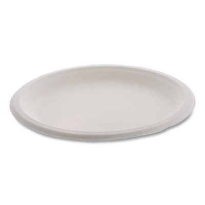 Pactiv Evergreen EarthChoice Compostable Fiber-Blend Bagasse Dinnerware, Plate, 9" dia, Natural, 500/Carton (YMC500090002)
