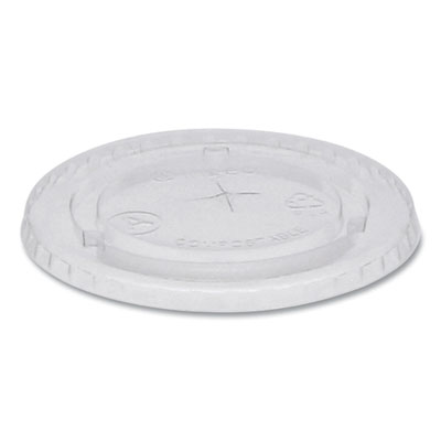 Pactiv Evergreen Pactiv Compostable Cold Cup Lid with Straw Slot for A Cups, Fits 7, 9, 20 oz A Cups, 1,020/Carton (YLPLA20C)