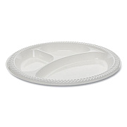 Pactiv Evergreen Meadoware OPS Dinnerware, 3-Compartment Plate, 8.88" dia, White, 400/Carton (YMIC9)