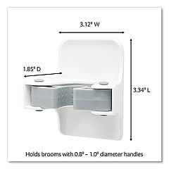 Command Broom Gripper, 3.12w x 1.85d x 3.34h, White/Gray, 2 Grippers/4 Strips (17007HW2ES)