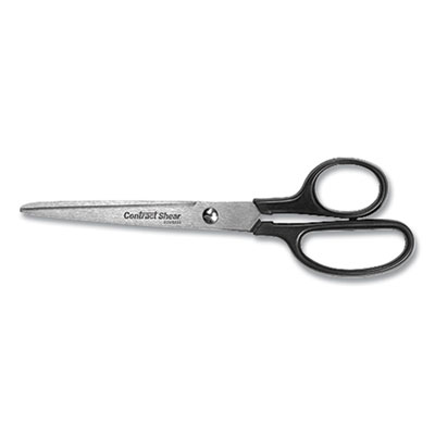 Westcott CONTRACT STAINLESS STEEL STANDARD SCISSORS, 7" LONG, 3.13" CUT LENGTH, BLACK STRAIGHT HANDLE (505255)