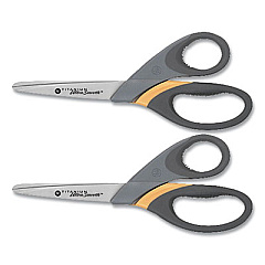 Westcott TITANIUM ULTRASMOOTH SCISSORS, BLUNT TIP, 8" LONG, 3.5" CUT LENGTH, GRAY/YELLOW STRAIGHT HANDLE, 2/PACK (647672)