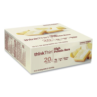 thinkThin High Protein Bars, Lemon Delight, 2.1 oz Bar, 10 Bars/Carton (20902479)