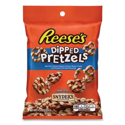 Reese's Dipped Pretzels, 4.25 oz Bag, 4/Carton (24600288)