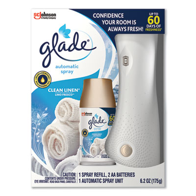 Glade AUTOMATIC AIR FRESHENER STARTER KIT, SPRAY UNIT AND REFILL, CLEAN LINEN, 6.2 OZ (310916KT)
