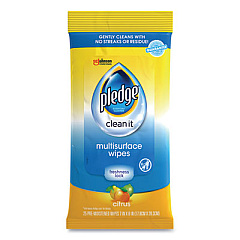Pledge Multi-Surface Cleaner Wet Wipes, Cloth, 7 x 10, Fresh Citrus, 25/Pack (319249EA)