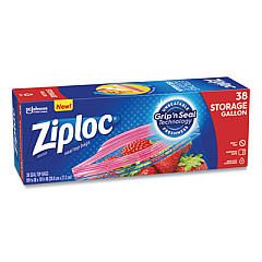 Ziploc Double Zipper Storage Bags, 1 gal, 1.75 mil, 10.56" x 10.75", Clear, 38/Box (314470BX)