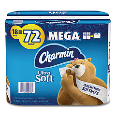 Charmin Ultra Soft Bathroom Tissue, Septic Safe, 2-Ply, White, 4 x 3.92, 264 Sheets/Roll, 18 Rolls/Carton (52776)
