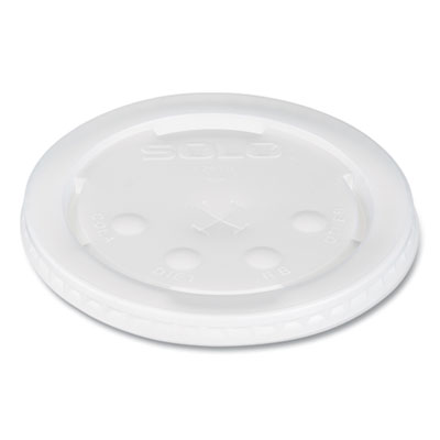 SOLO Polystyrene Plastic Flat Straw-Slot Cold Cup Lids, Fits 28 oz Cold Cups, Translucent, 960/Carton (L28BNR)