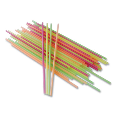 Berkley Square Neon Sip Sticks, 5.5" Polypropylene, Assorted Colors, 1,000/Pack (1241202)