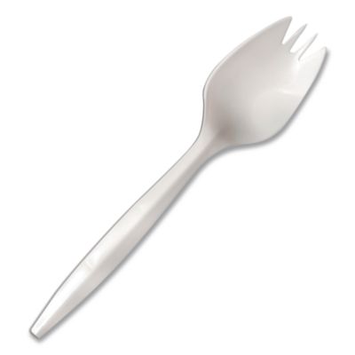 Berkley Square Mediumweight Polypropylene Cutlery, Spork, Plastic, White, 1,000/Carton (1015000)