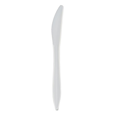 Berkley Square MEDIUMWEIGHT POLYPROPYLENE CUTLERY, KNIFE, WHITE, 1,000/CARTON (901114)
