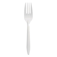 Berkley Square Mediumweight Polypropylene Cutlery, Fork, Plastic, White, 1,000/Carton (1012000)