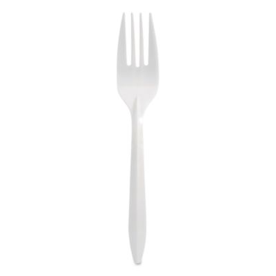 Berkley Square MEDIUMWEIGHT POLYPROPYLENE CUTLERY, FORK, WHITE, 1,000/CARTON (901124)