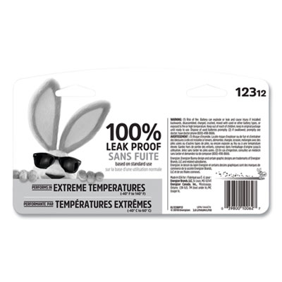 Energizer 123 LITHIUM PHOTO BATTERY, 3V, 12/PACK (2824105)
