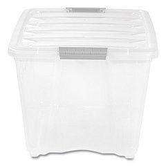 IRIS Stack and Pull Latching Flat Lid Storage Box, 13.5 gal, 22" x 16.5" x 13.03", Clear (100243)