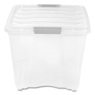 IRIS Stack and Pull Latching Flat Lid Storage Box, 13.5 gal, 22" x 16.5" x 13.03", Clear (100243)