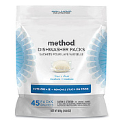 Method Power Dish Detergent Tabs, Fragrance-Free, 45/Pack, 6 Packs/Carton (01760CT)