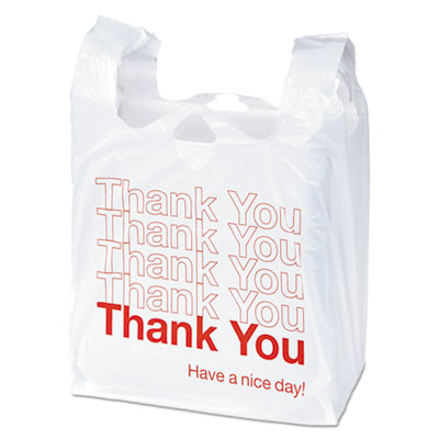 Boardwalk PLASTIC THANK YOU BAGS, 14 MICRONS, 11.5 X 6 X 22, WHITE, 1000/CARTON (BWKTB1122)