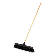 Rubbermaid Commercial PUSH BROOMS, 24" BRUSH, PP BRISTLES, FOR ROUGH FLOOR SURFACES, 62" WOOD HANDLE, BLACK (2040050)