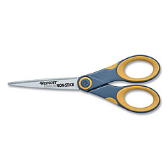 Westcott Non-Stick Titanium Bonded Scissors, 7" Long, 3" Cut Length, Gray/Yellow Straight Handle (14851)
