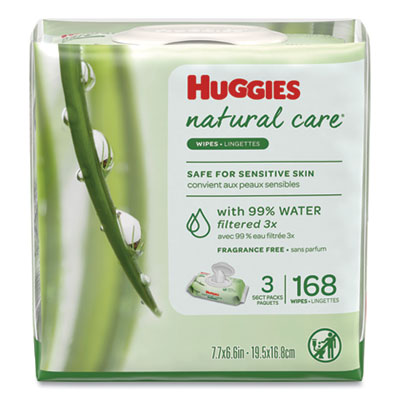 Huggies Natural Care Baby Wipes, Unscented, White, 56/pack, 3-Pack/box, 3 Box/carton (43403)
