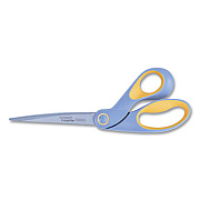 Westcott ExtremEdge Titanium Bent Scissors, 9" Long, 4.5" Cut Length, Gray/Yellow Offset Handle (14669)