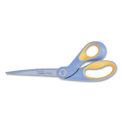 Westcott ExtremEdge Titanium Bent Scissors, 9" Long, 4.5" Cut Length, Gray/Yellow Offset Handle (14669)