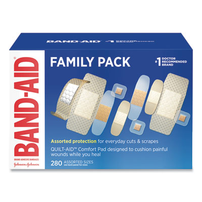 BAND-AID Sheer and Clear Adhesive Bandages, Assorted Sizes, 280/Box (4711)