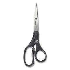 Westcott KleenEarth Basic Plastic Handle Scissors, 8" Long, 3.25" Cut Length, Black Straight Handle (15583)
