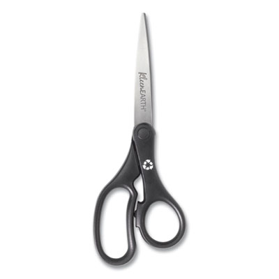 Westcott KleenEarth Basic Plastic Handle Scissors, 8" Long, 3.25" Cut Length, Black Straight Handle (15583)