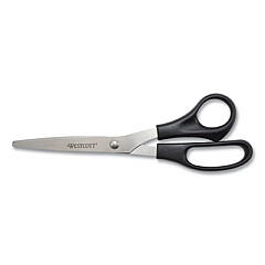 Westcott Value Line Stainless Steel Shears, 8" Long, 3.5" Cut Length, Black Straight Handle (13135)