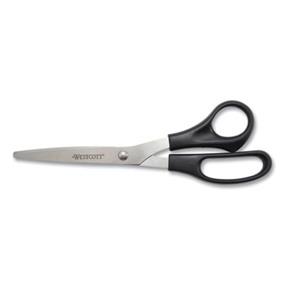 Westcott Value Line Stainless Steel Shears, 8" Long, 3.5" Cut Length, Black Straight Handle (13135)