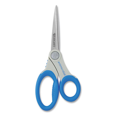 Westcott Scissors with Antimicrobial Protection, 8" Long, 3.5" Cut Length, Blue Straight Handle (14643)