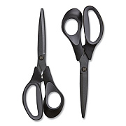 TRU RED Non-Stick Titanium-Coated Scissors, 8" Long, 3.86" Cut Length, Charcoal Black Blades, Black/Gray Straight Handle, 2/Pack (24380507)