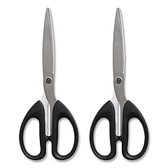 TRU RED Stainless Steel Scissors, 7" Long, 2.64" Cut Length, Assorted Straight Handles, 2/Pack (24380518)