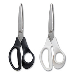 TRU RED Stainless Steel Scissors, 8" Long, 3.58" Cut Length, Assorted Straight Handles, 2/Pack (24380494)
