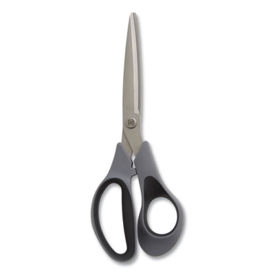 TRU RED Non-Stick Titanium-Coated Scissors, 8" Long, 3.86" Cut Length, Gun-Metal Gray Blades, Gray/Black Straight Handle (24380509)