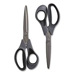 TRU RED Non-Stick Titanium-Coated Scissors, 8" Long, 3.86" Cut Length, Gun-Metal Gray Blades, Gray/Black Straight Handle, 2/Pack (24380514)