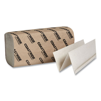 Coastwide Professional Multifold Paper Towels, 1-Ply, 9.1 x 9.3, Natural Kraft, 250/Pack, 16 Packs/Carton (373470)