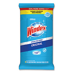 Windex Glass and Surface Wet Wipe, Cloth, 7 x 8, 38/Pack, 12 Packs/Carton (319251)