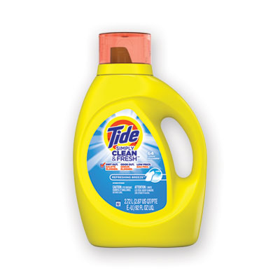 Tide Simply Clean and Fresh Laundry Detergent, Refreshing Breeze, 64 Loads, 92 oz Bottle, 4/Carton (44206)