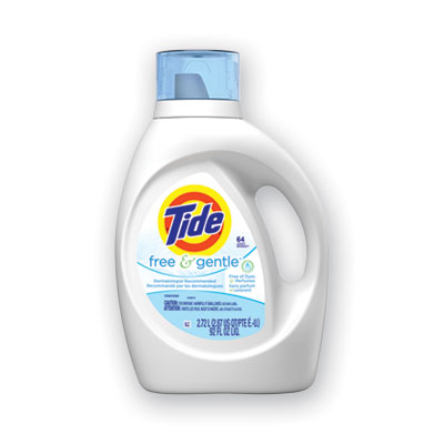 Tide Free and Gentle Liquid Laundry Detergent, 64 Loads, 92 oz Bottle, 4/Carton (41829)