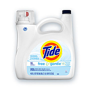Tide Free and Gentle Liquid Laundry Detergent, 96 Loads, 138 oz Pump Bottle, 4/Carton (41967)