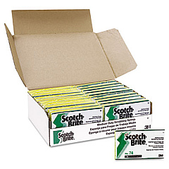 Scotch-Brite PROFESSIONAL Medium-Duty Scrubbing Sponge 74, 3.6 x 6.1, 0.7" Thick, Yellow/Green, 20/Carton