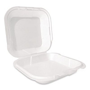 Plastifar Foam Hinged Lid Container, Secure Two Tab Latch, Poly Bag, 9 x 9 x 3, White, 100/Bag, 2 Bags/Carton (12095)