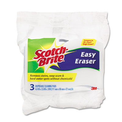 Scotch-Brite PROFESSIONAL Easy Erasing Pad 4004, 4.4 x 2.6, Blue/White, 3/Pack (833)