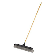 Rubbermaid Commercial PUSH BROOMS, 24" BRUSH, PET BRISTLES, FOR FINE DEBRIS, 62" WOOD HANDLE, BLACK (2039998)