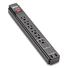 Tripp Lite Protect It! Surge Protector, 6 Outlets, 6 ft Cord, 990 Joules, Black (TLP606USBB)
